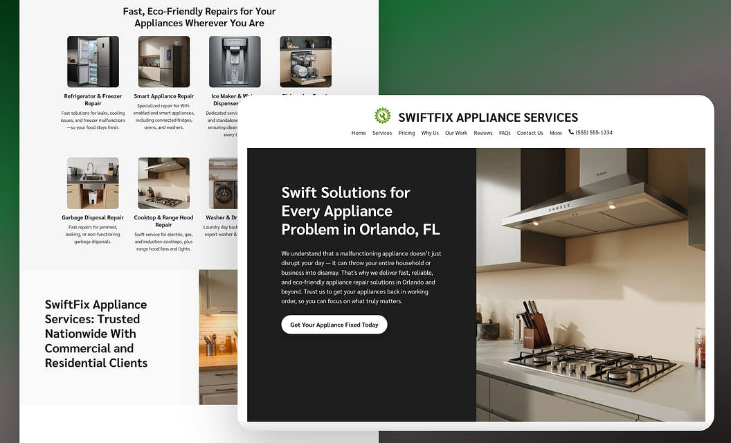 SwiftFix Appliance Services Appliance Repair Website Template