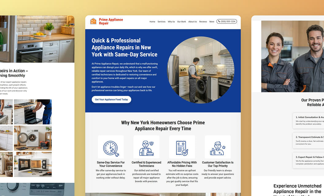 Prime Appliance Repair Appliance Repair Website Template