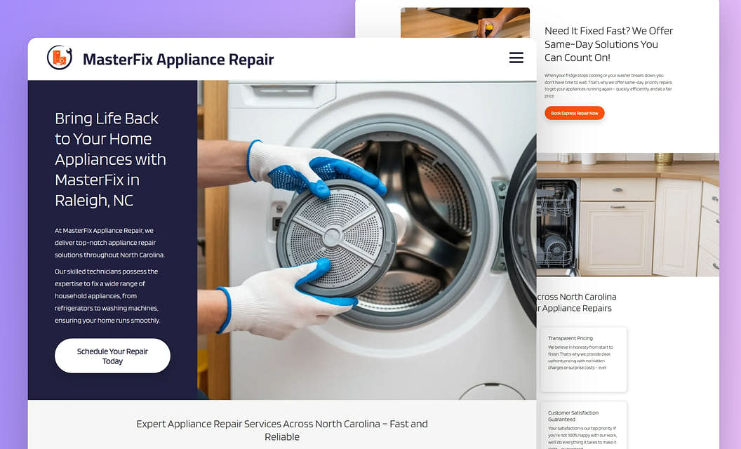 MasterFix Appliance Repair Appliance Repair Website Template