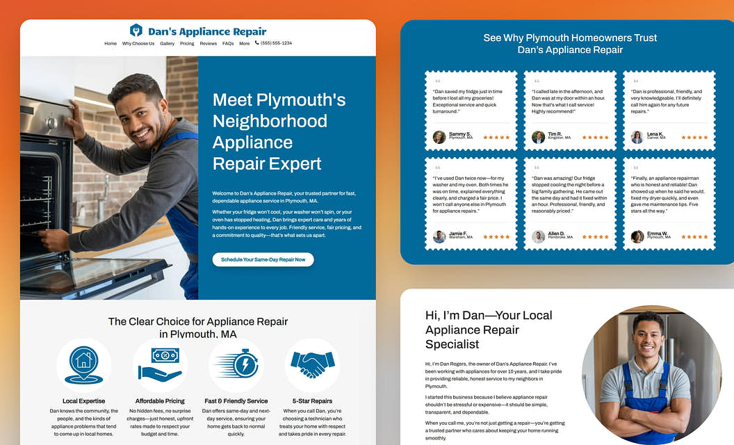 Dan's Appliance Repair Appliance Repair Website Template