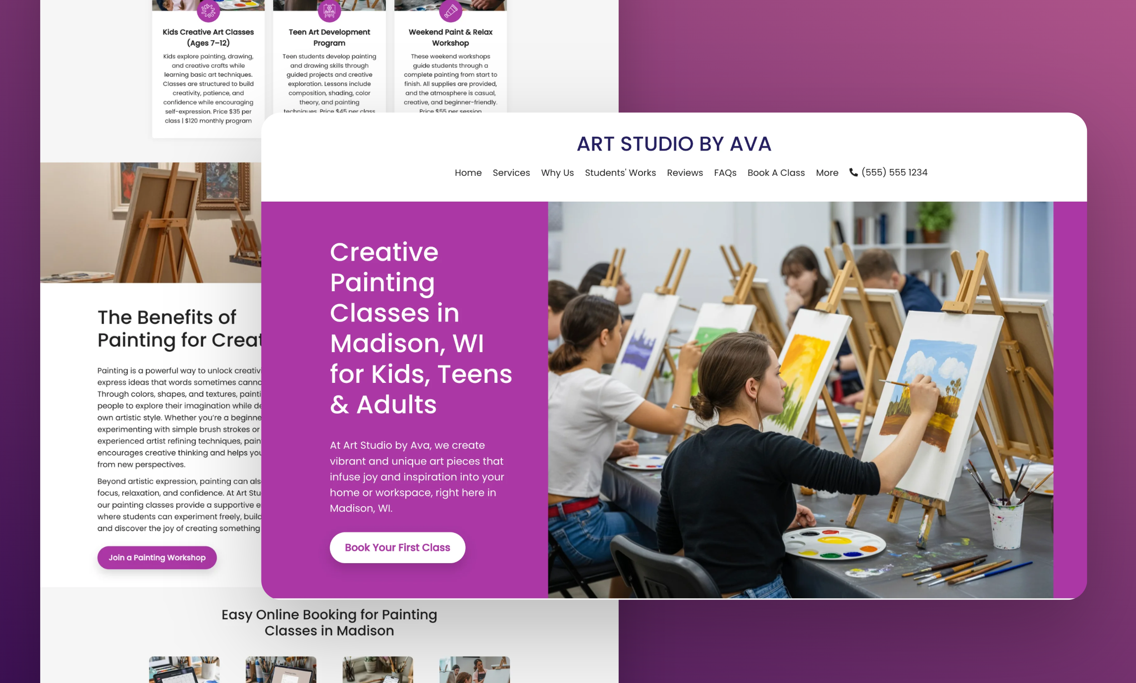 Preview of website template Art Studio by Ava