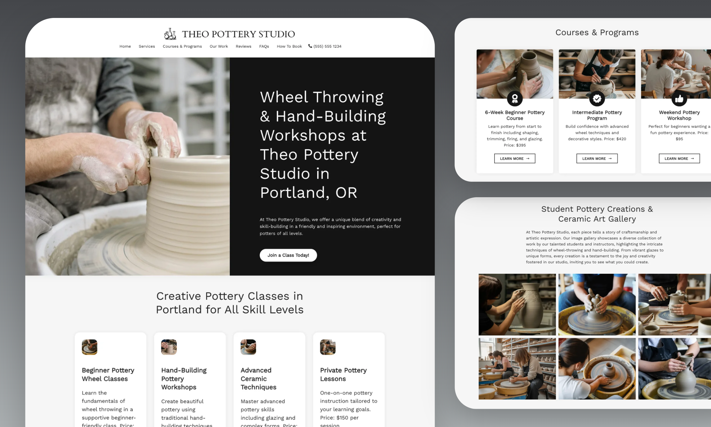 Preview of website template Theo Pottery Studio