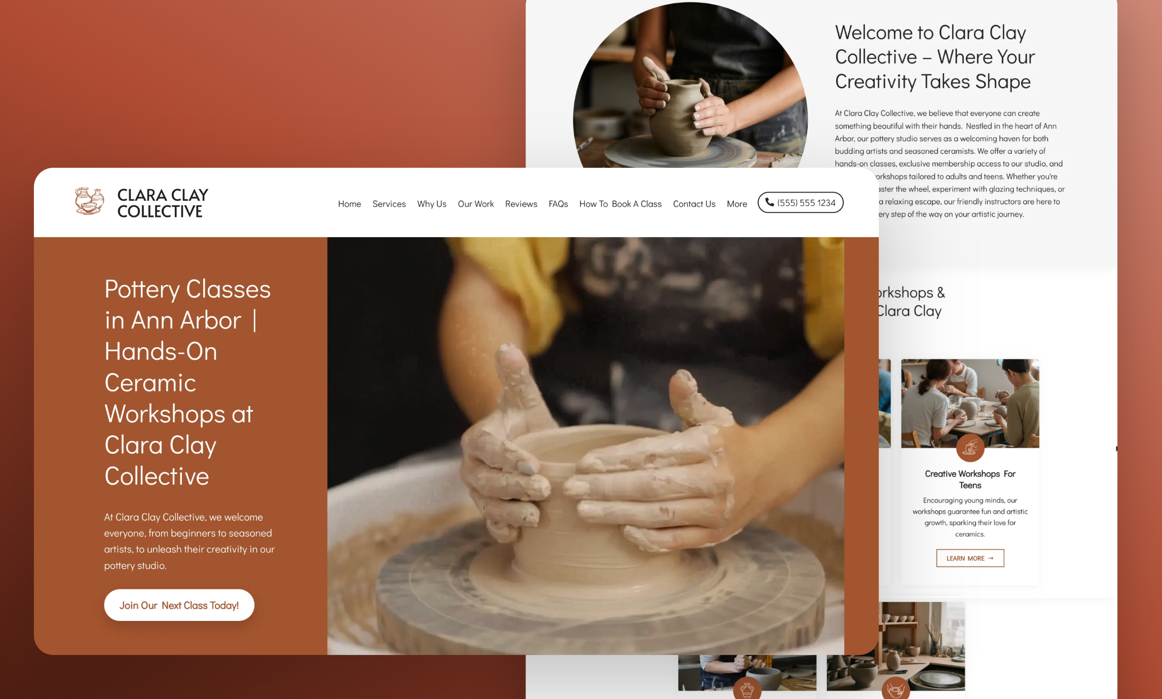 Preview of website template Clara Clay Collective