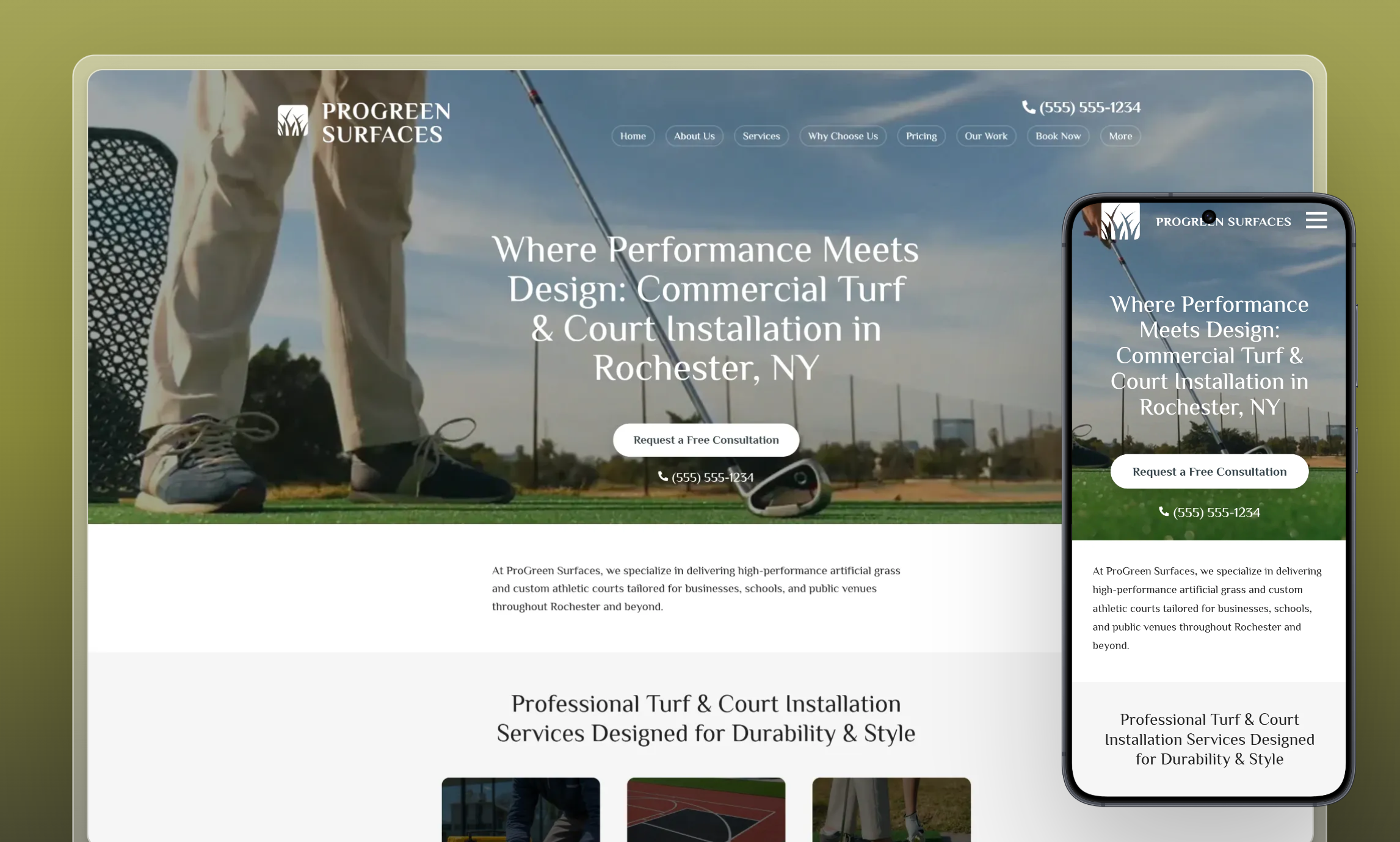 Preview of website template ProGreen Surfaces