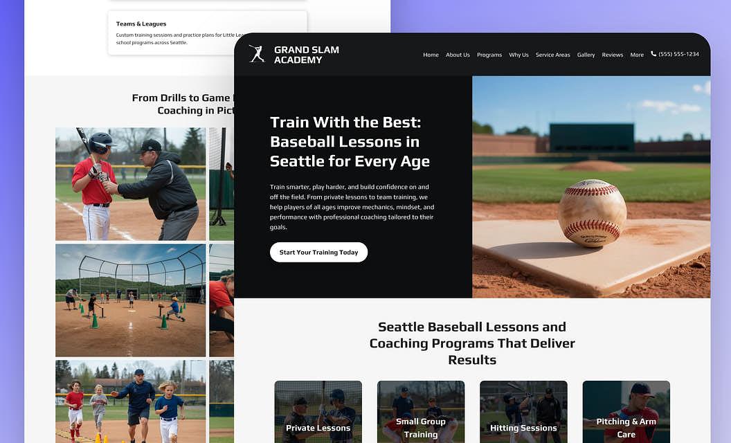 Grand Slam Academy Baseball Website Template