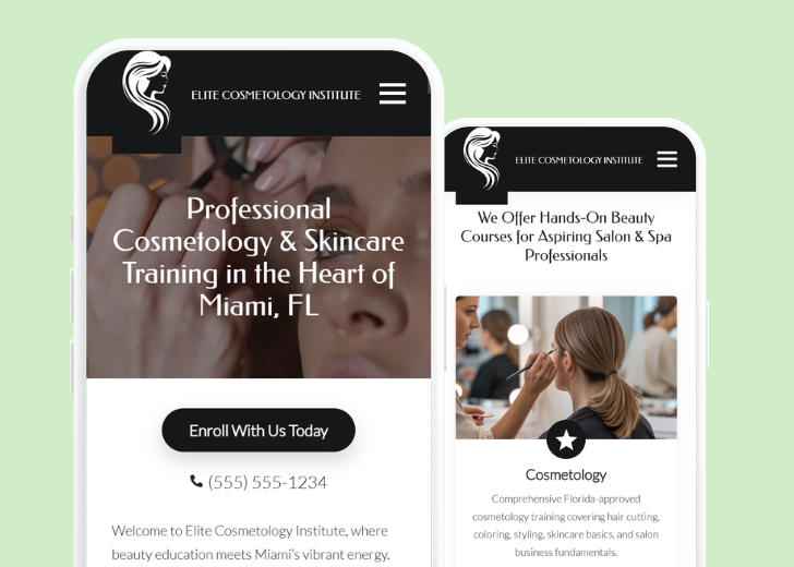 Revive Detailing and Spotless Touch landing pages in two smartphones, side by side, showing mobile view of the websites