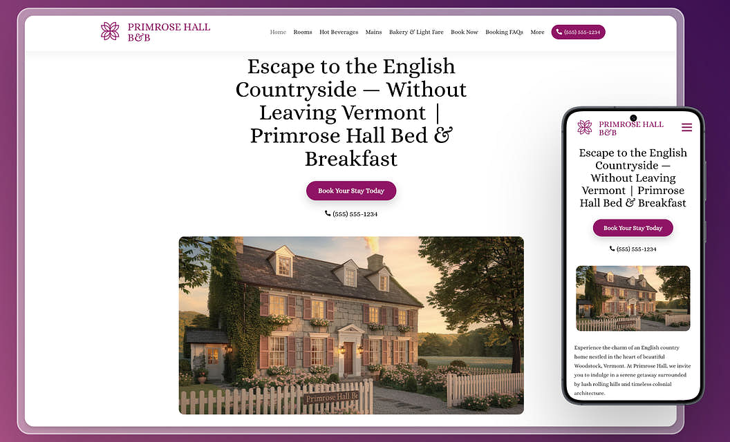 Primrose Hall B&B Bed & Breakfast Website Template
