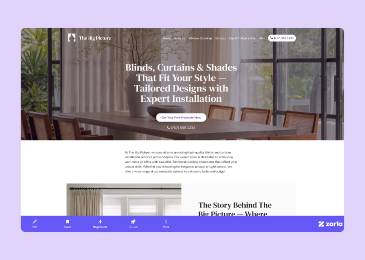 Screenshot of Zarla Editor's UI for selecting fonts and color palettes and uploading custom images