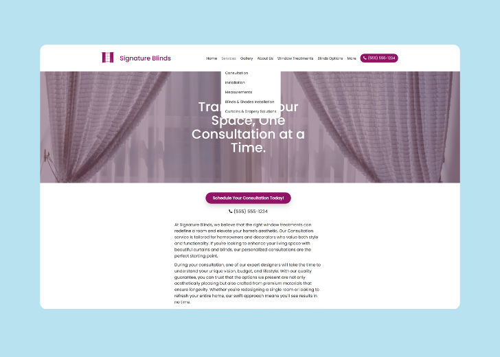 Spotless Touch landing page of a specific service titled 'Post Construction Cleaning' with a contact form on the side