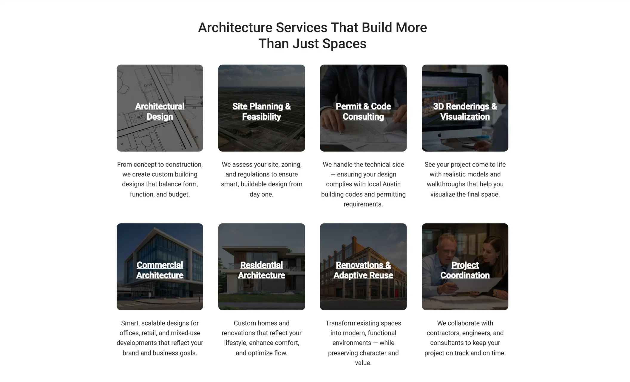 Blueprint Partners' website displaying a section describing their services