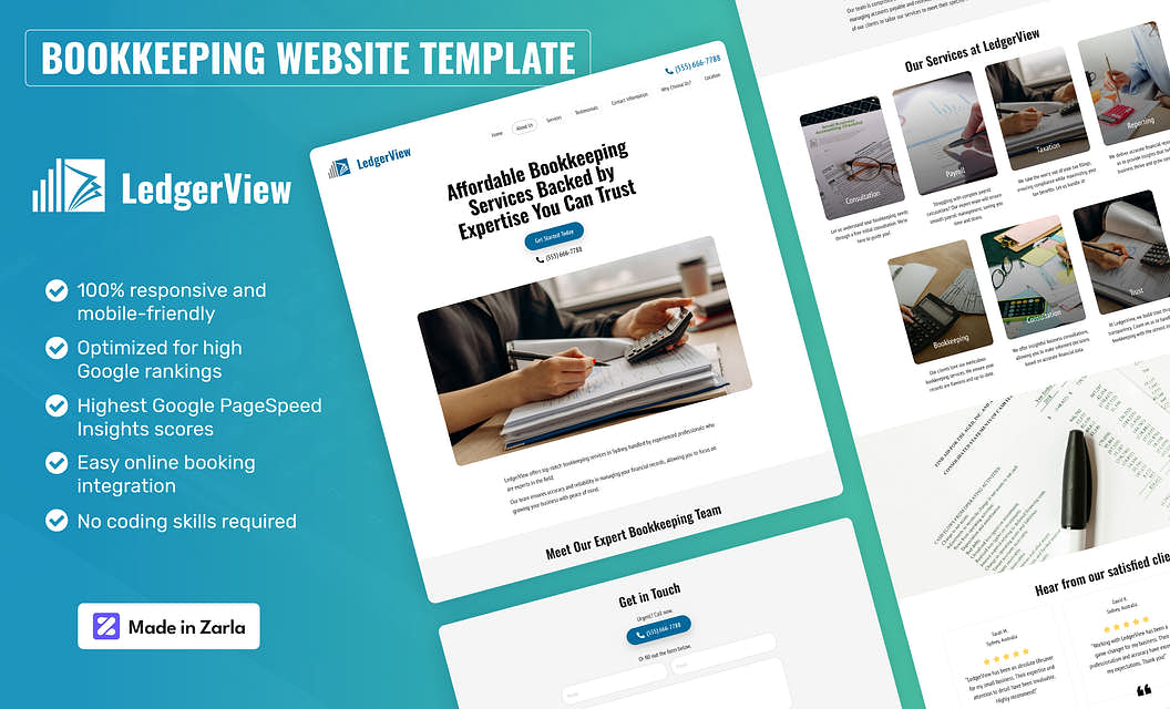 LedgerView Bookkeeping Website Template