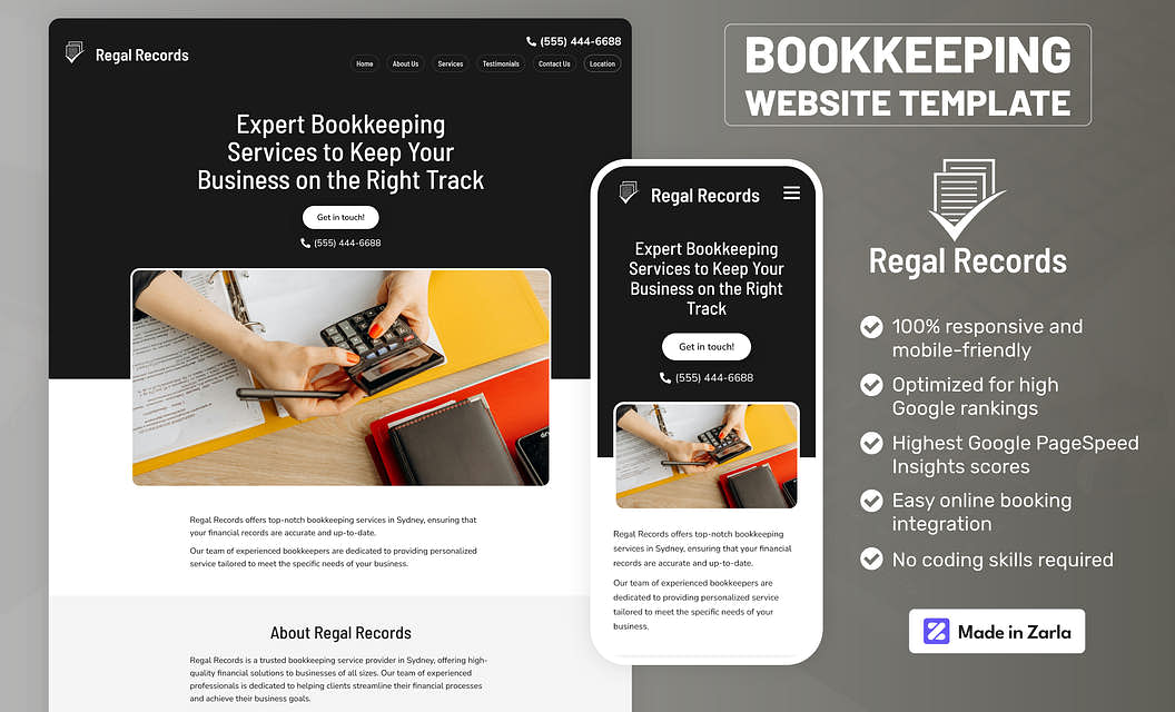 Regal Records - Bookkeeping Website Template