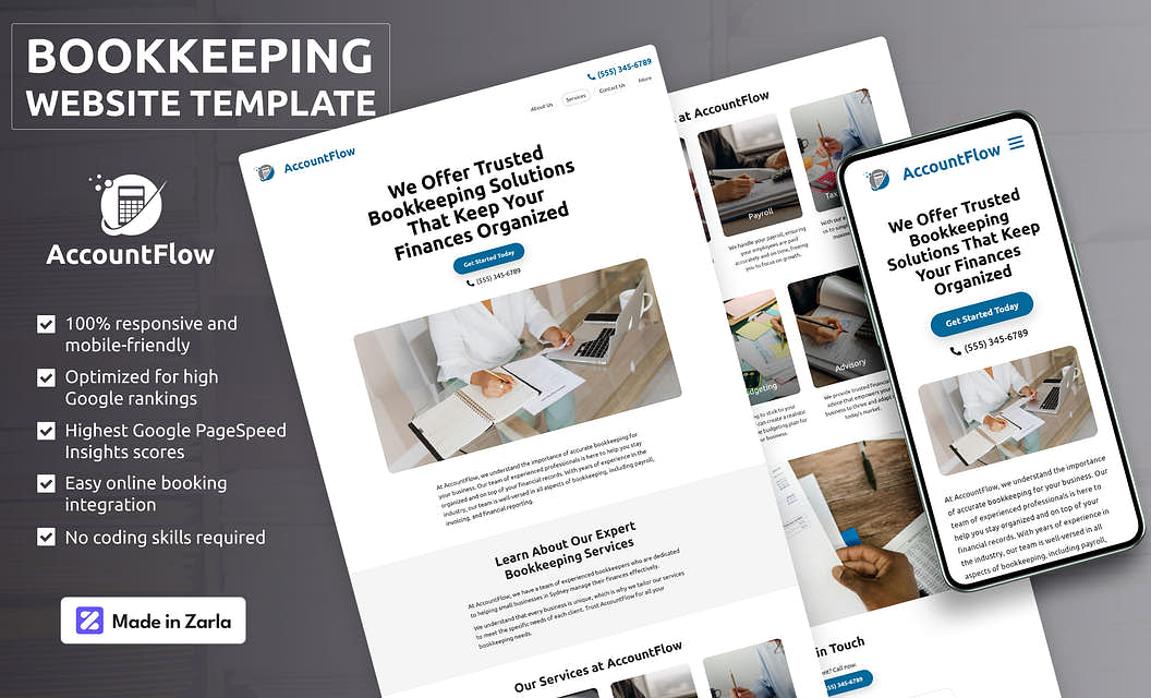 AccountFlow Bookkeeping Website Template