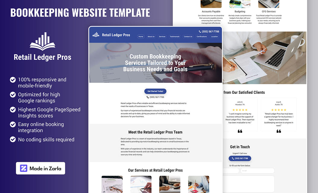 Retail Ledger Pros Bookkeeping Website Template