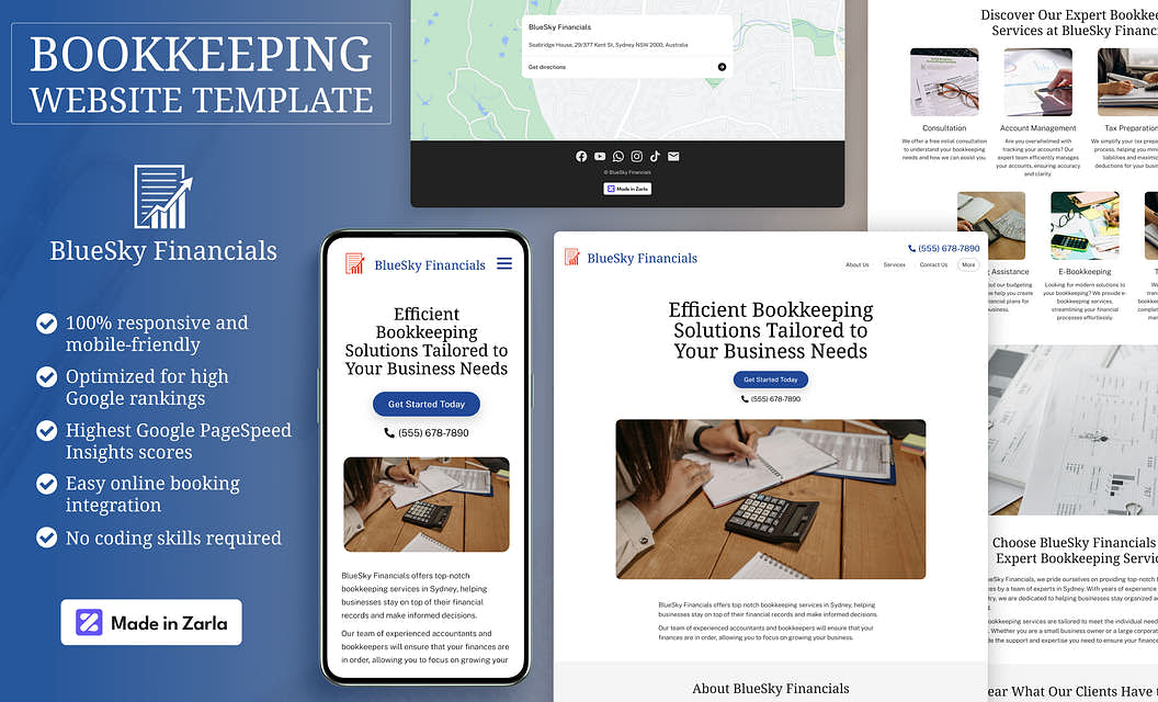 BlueSky Financials Bookkeeping Website Template