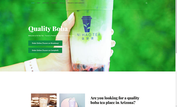 An example of a bubble tea website.