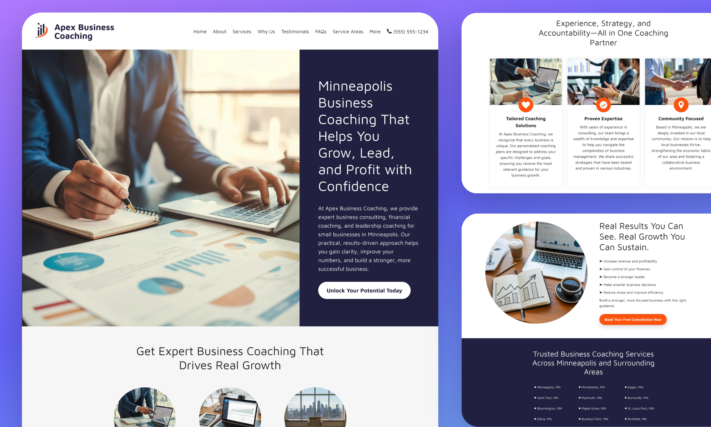 Preview of website template Apex Business Coaching