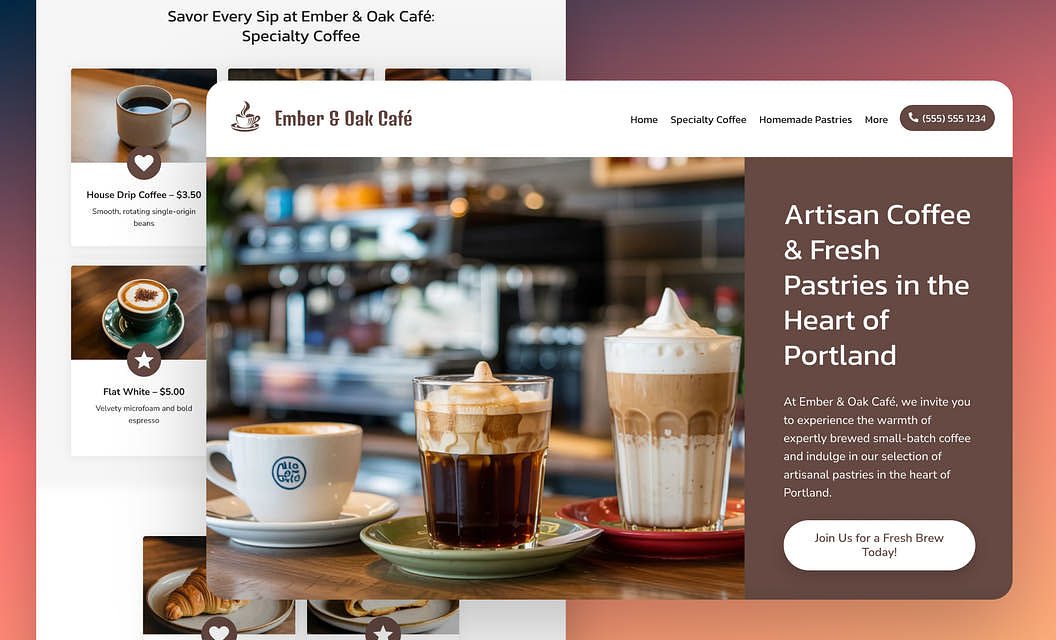 Ember & Oak Café Cafe Website Template