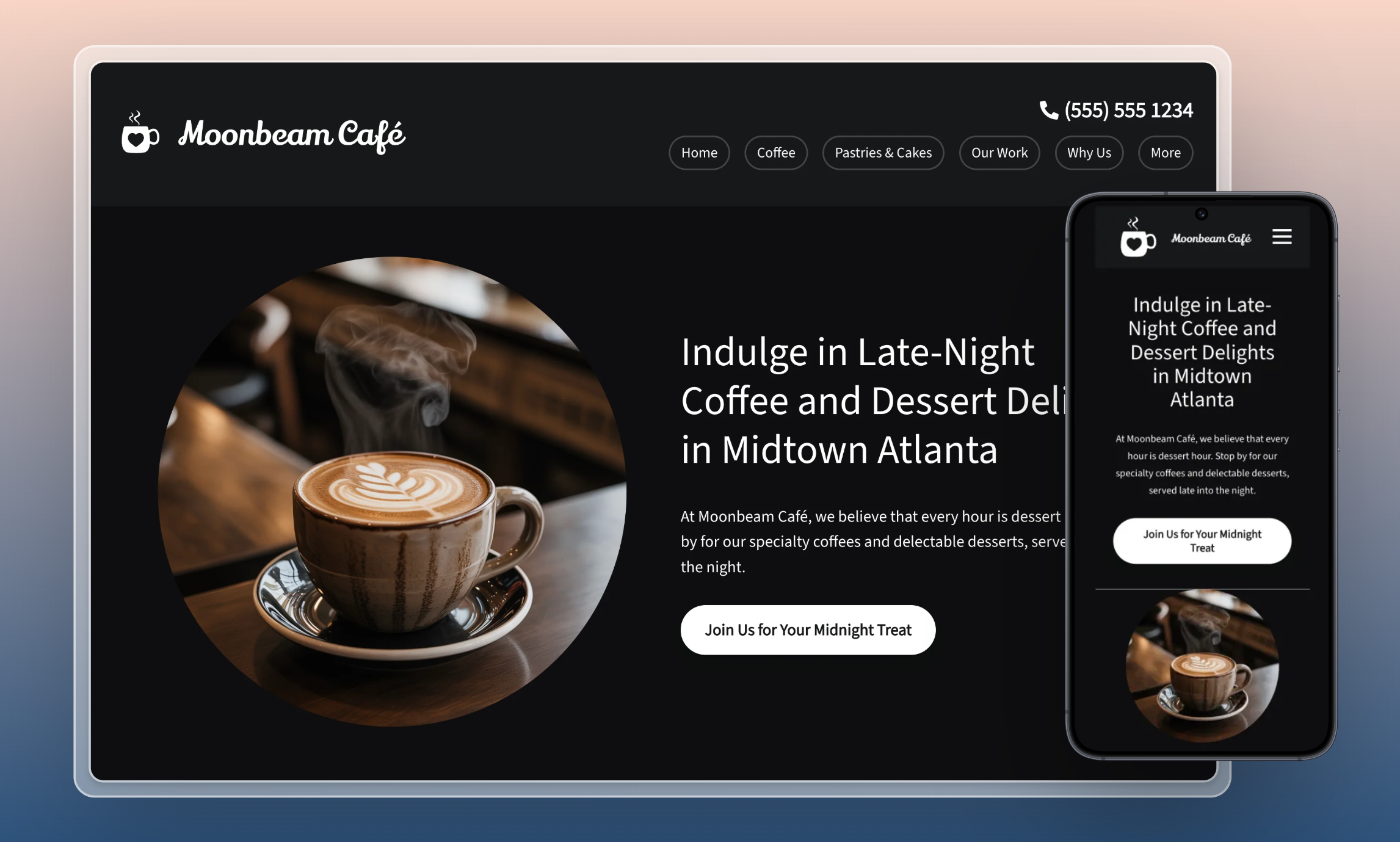 Preview of website template Moonbeam Café