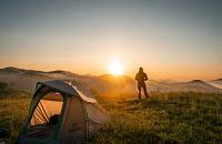 Sunrise at a remote campsite.