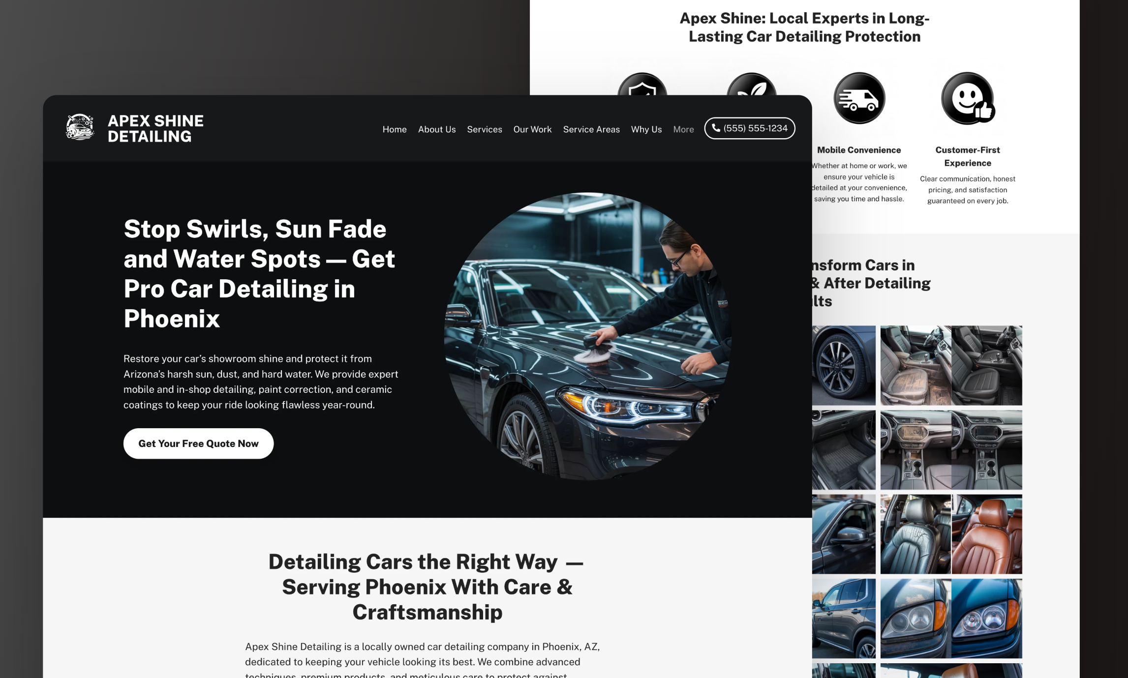 Preview of website template Apex Shine Detailing