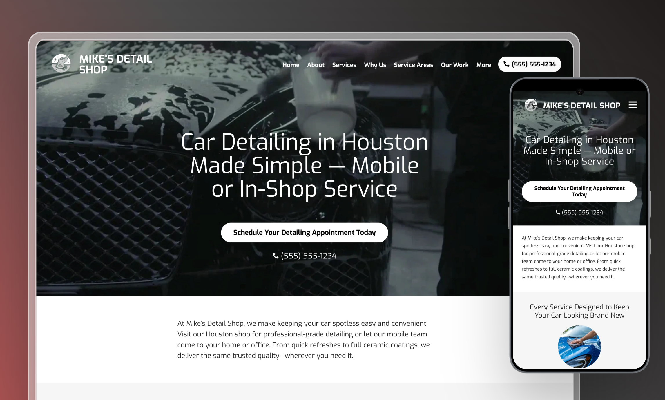 Preview of website template Mike's Detail Shop