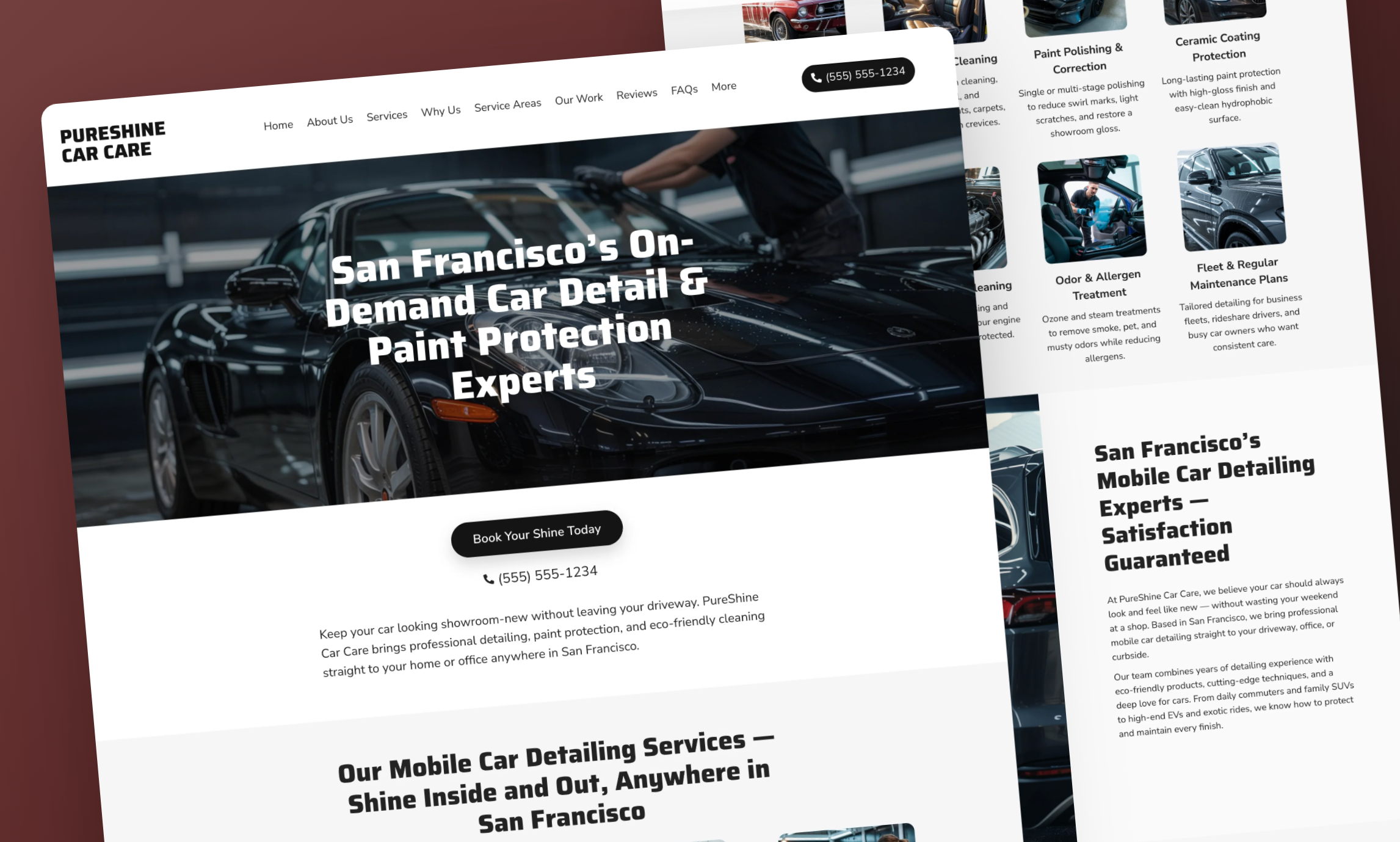 Preview of website template PureShine Car Care
