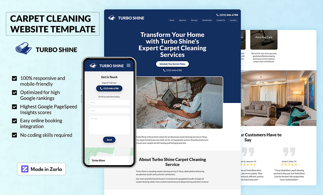 Turbo Shine Carpet Cleaning Website Template