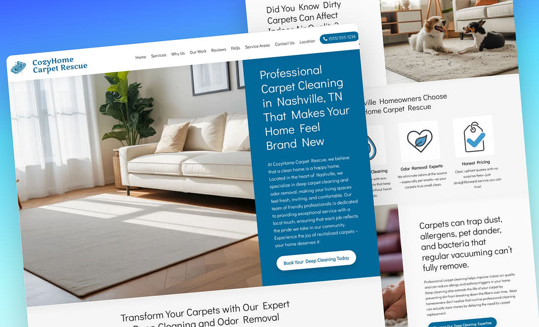 CozyHome Carpet Rescue Carpet Cleaning Website Template