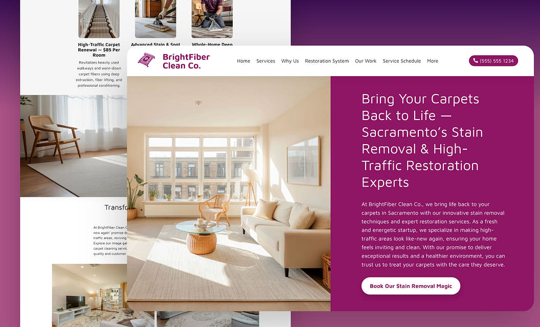 BrightFiber Clean Co. Carpet Cleaning Website Template