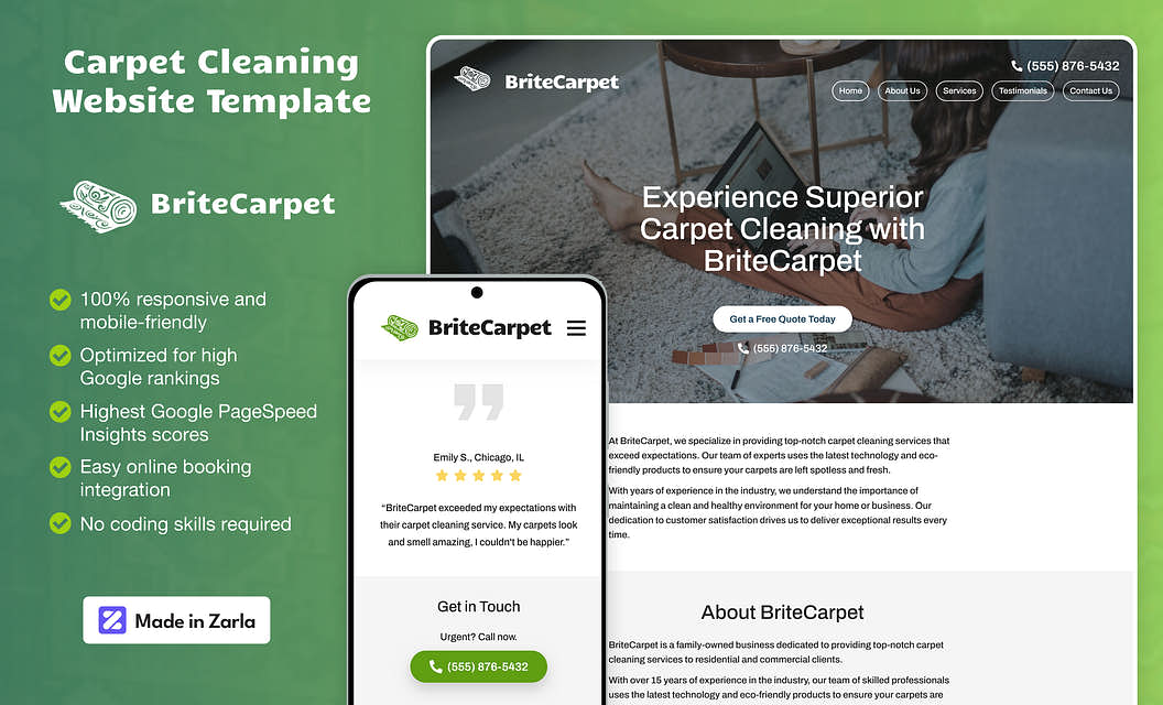 BriteCarpet Carpet Cleaning Website Template