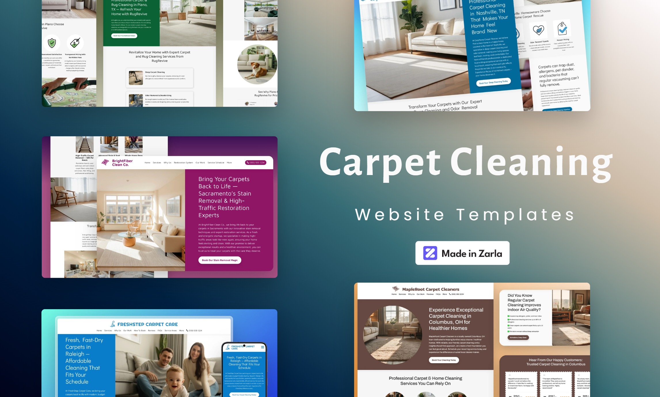 Collection of carpet cleaning website templates