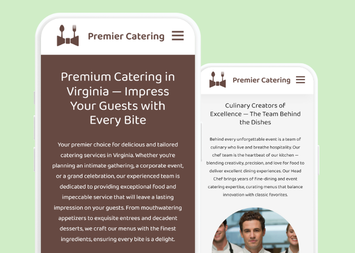 Revive Detailing and Spotless Touch landing pages in two smartphones, side by side, showing mobile view of the websites