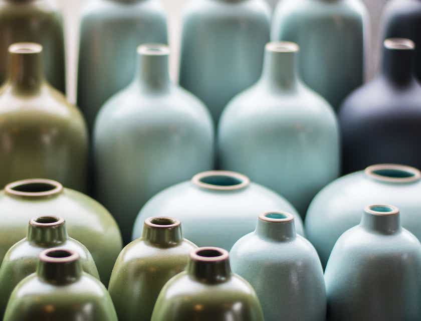 Rows of ceramic jars.