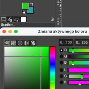 Zmień kolory gradientu.
