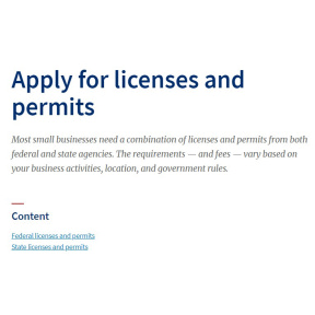 Check the U.S. Small Business Administration website for license and permit requirements for your location.