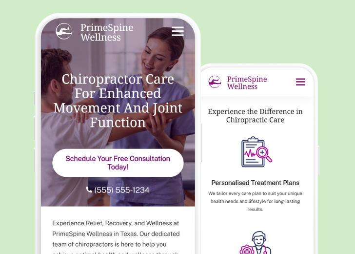 Revive Detailing and Spotless Touch landing pages in two smartphones, side by side, showing mobile view of the websites
