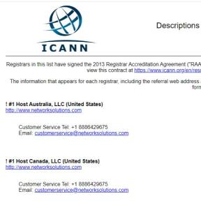 Choose a suitable registrar.