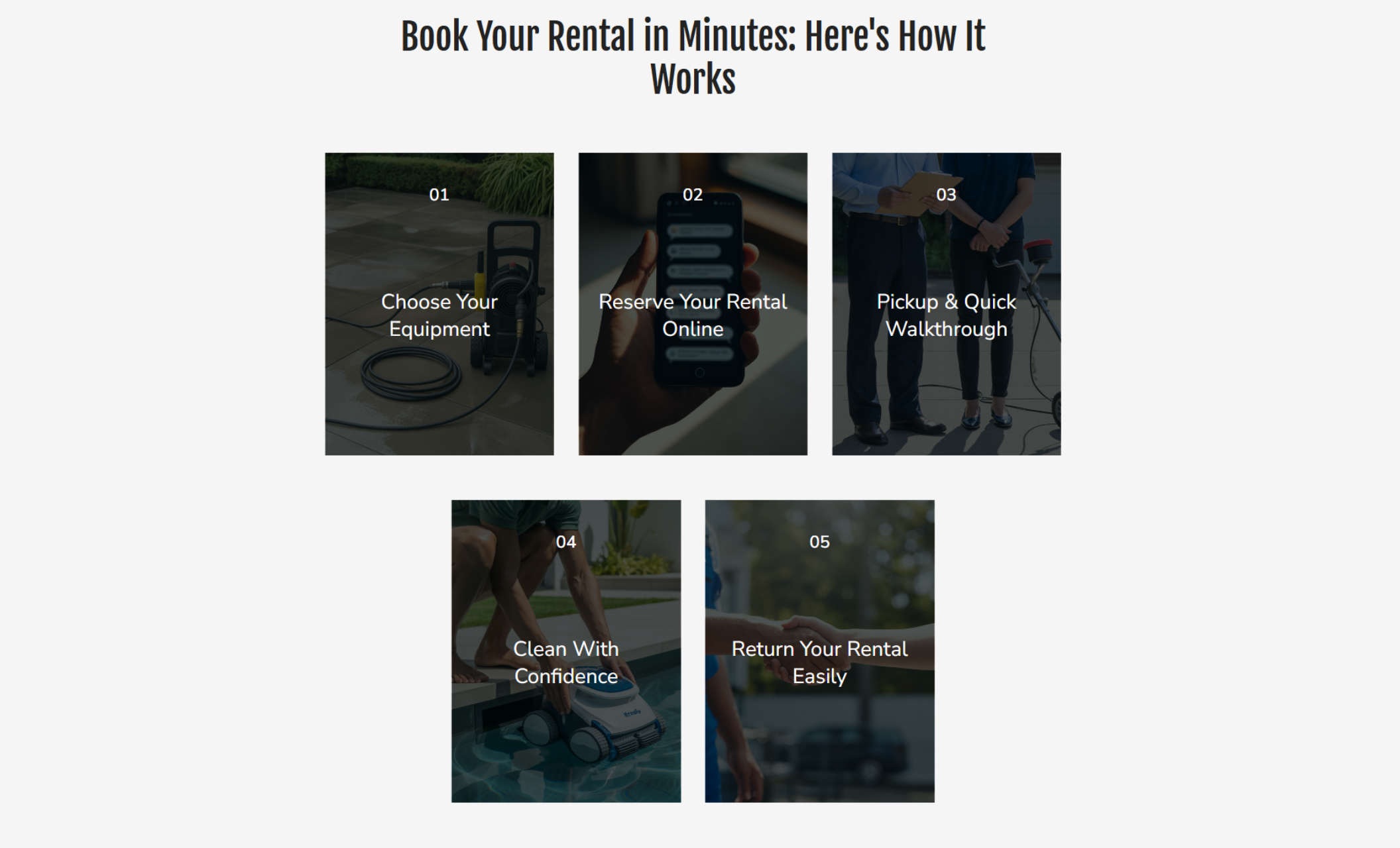 CleanTech Gear contact section featuring the headline “Call or Visit Our Roseburg Location for Fast Equipment Rentals,” with a phone button, address details, and a contact form with fields for name, email, phone number, and message