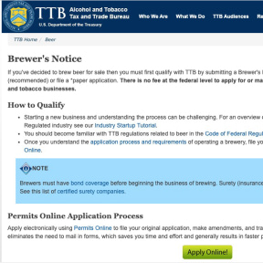 Click "Brewer's Notice," then "Apply Online."