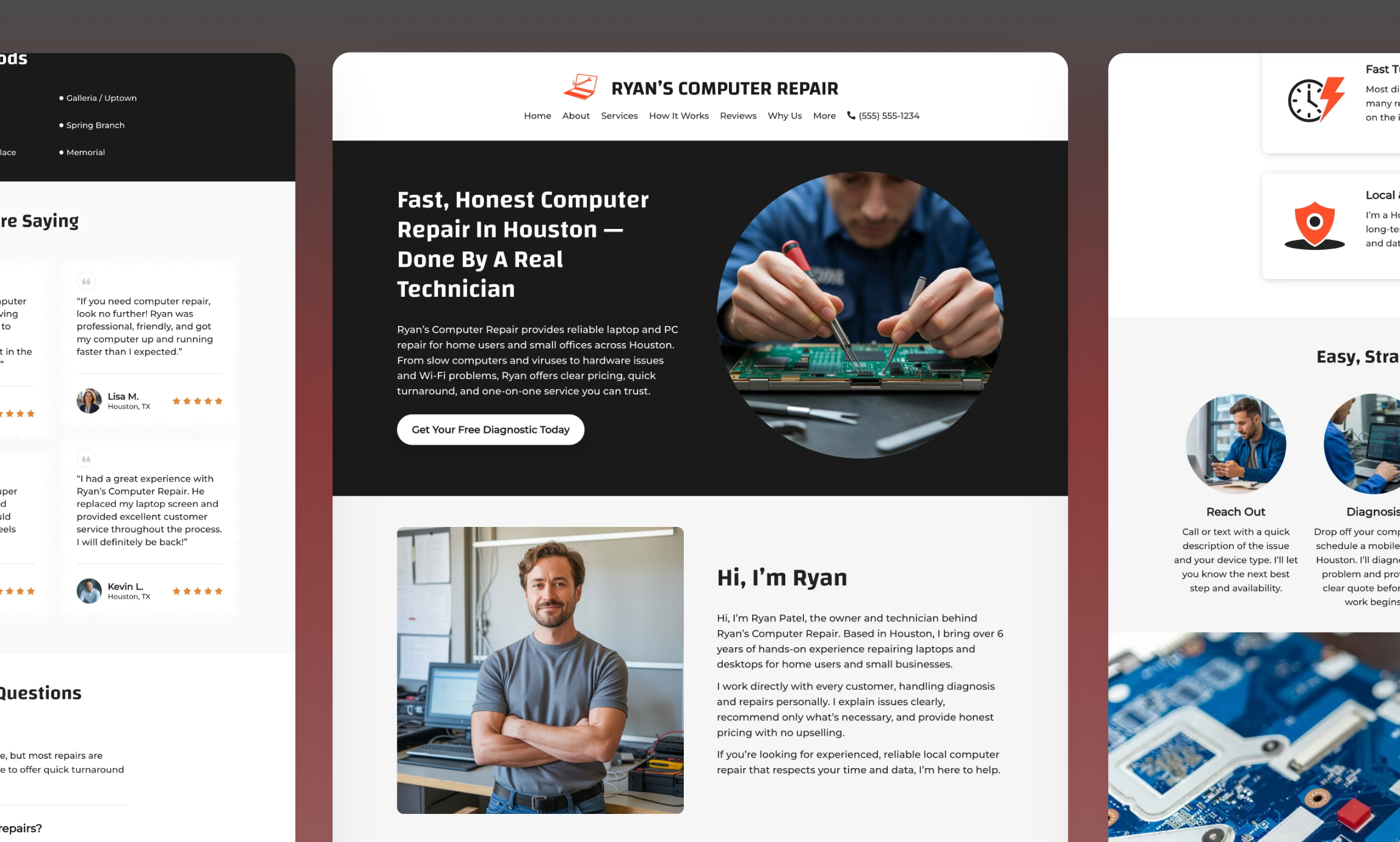 Preview of website template Ryan's Computer Repair