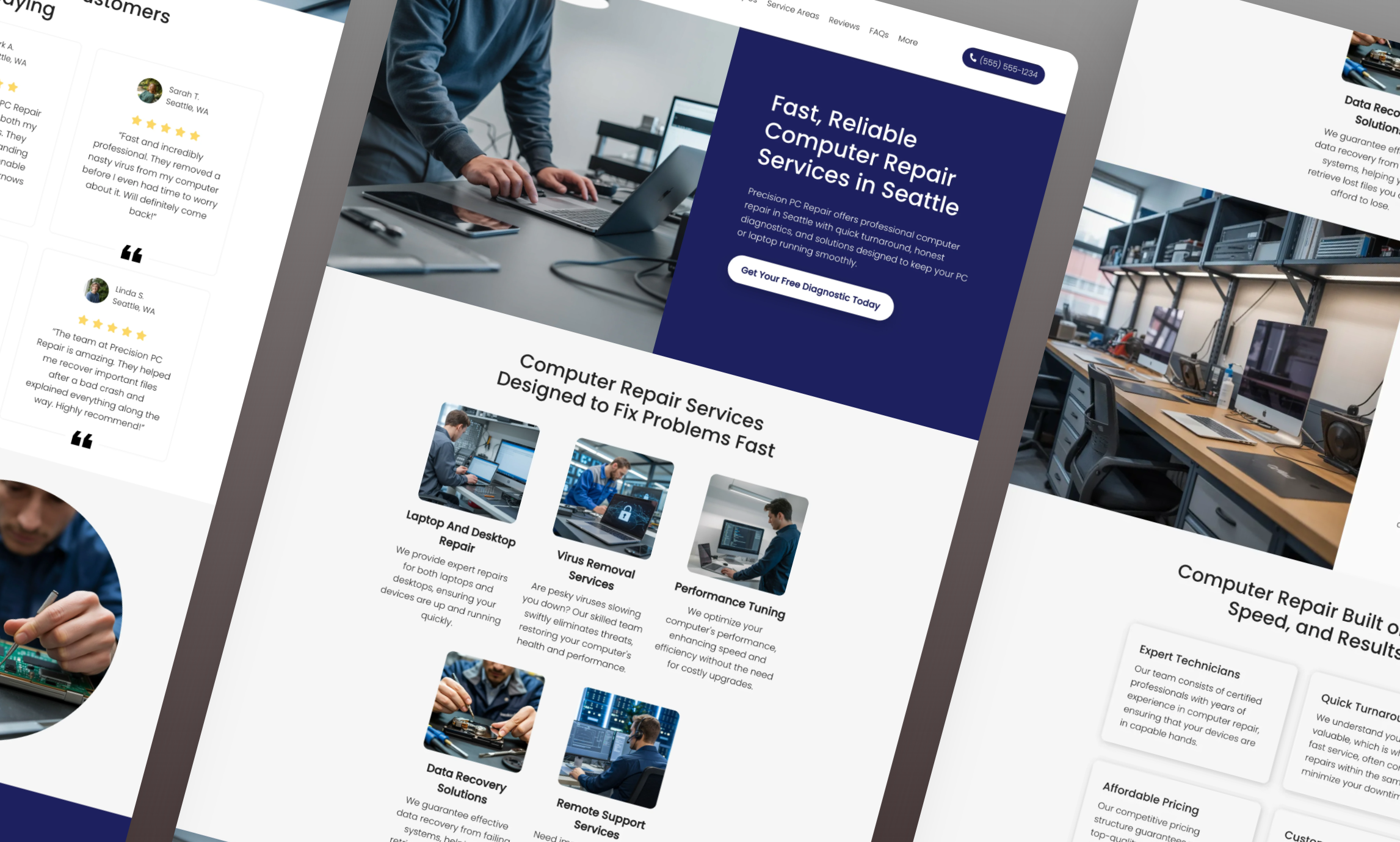 Preview of website template Precision PC Repair