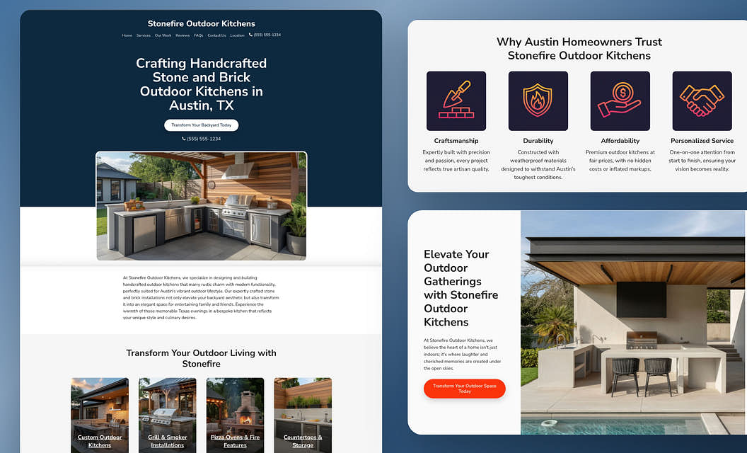 Stonefire Outdoor Kitchens Construction Website Template