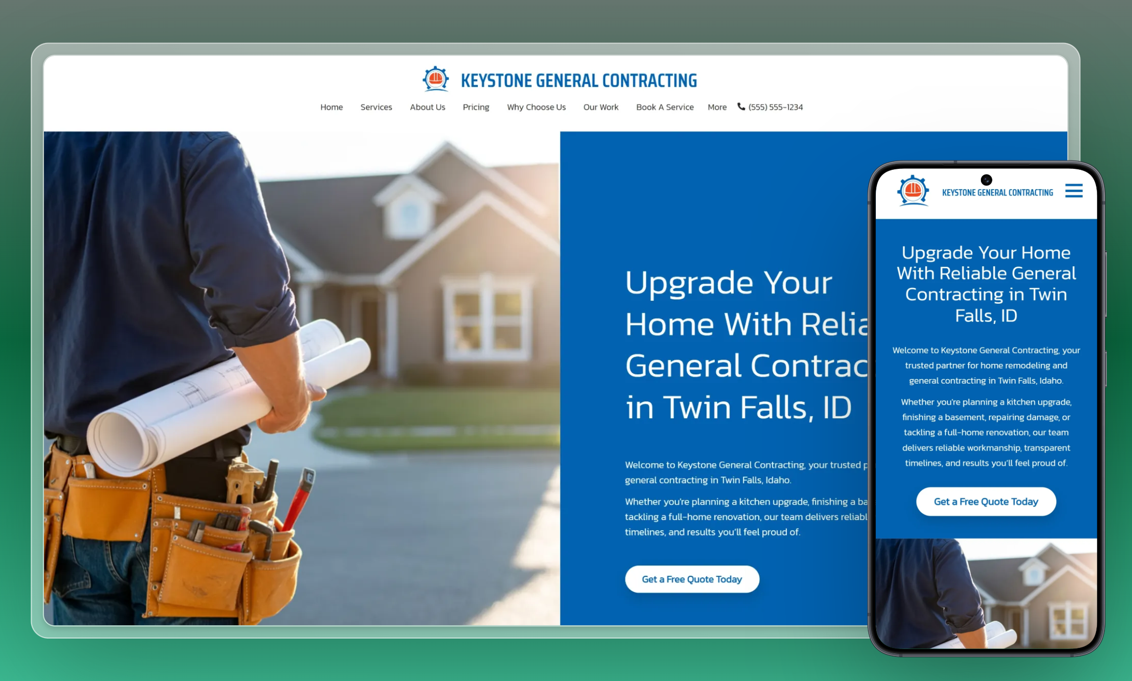 Preview of website template Keystone General Contracting