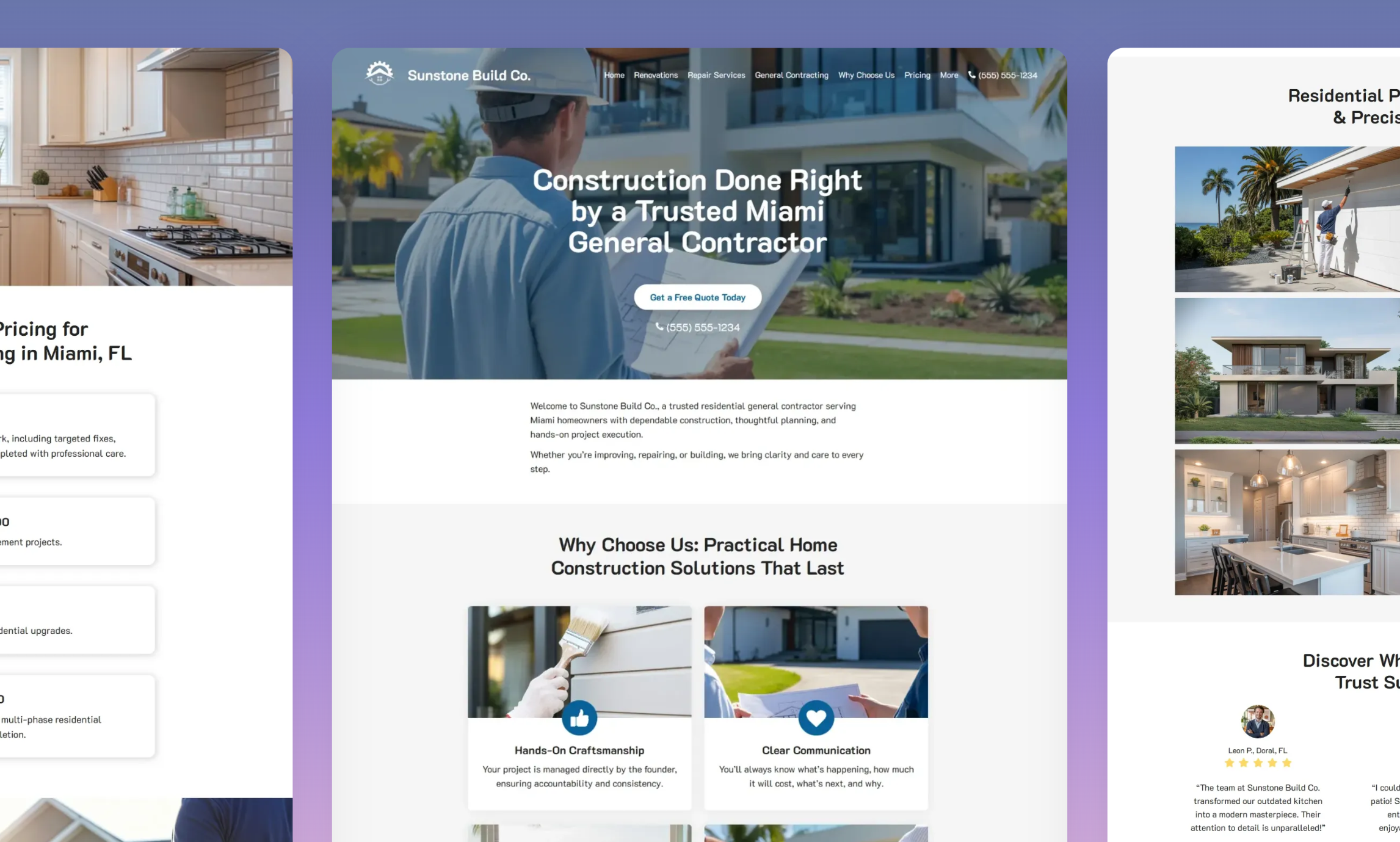 Preview of website template Sunstone Build Co.