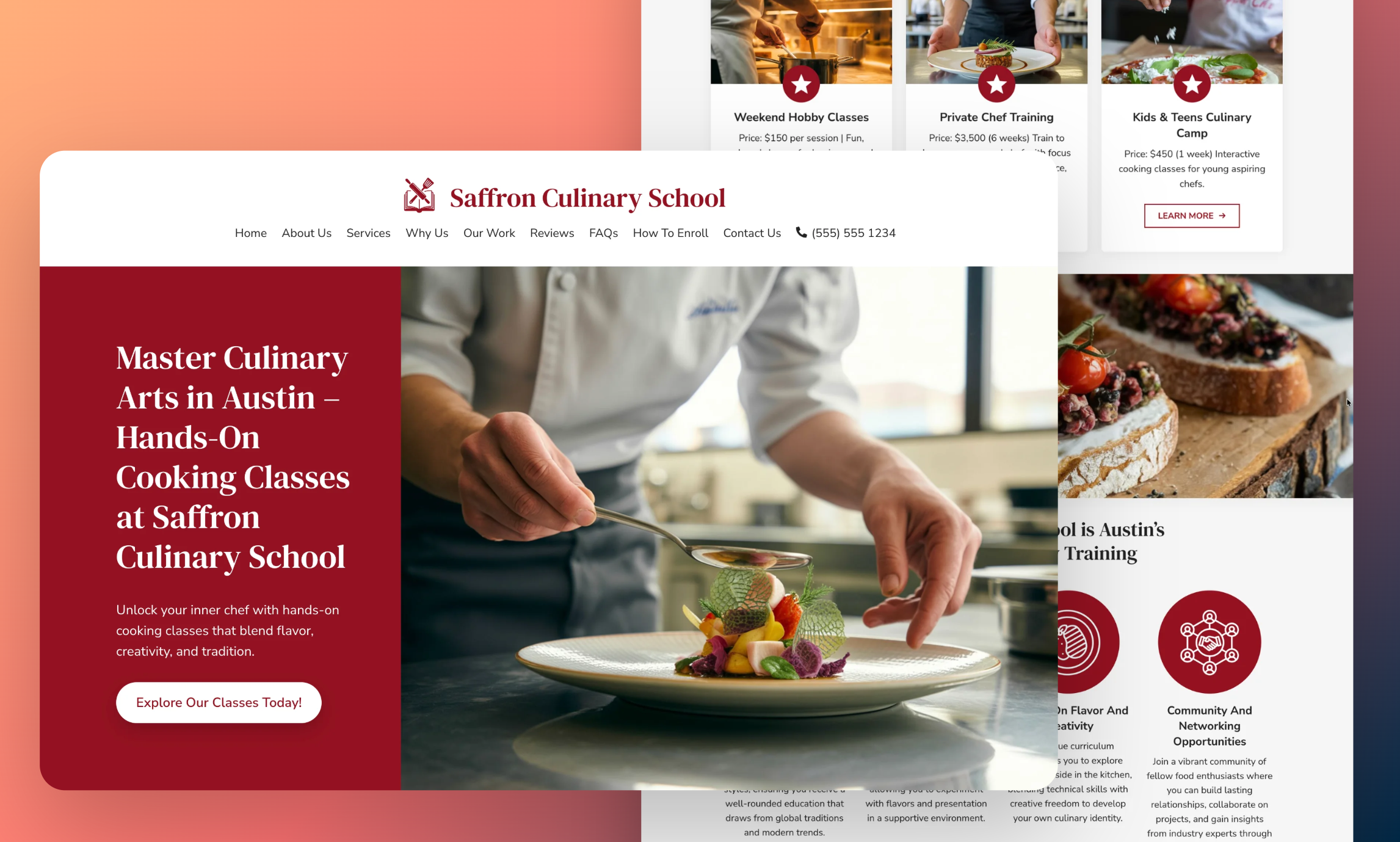 Preview of website template Saffron Culinary School
