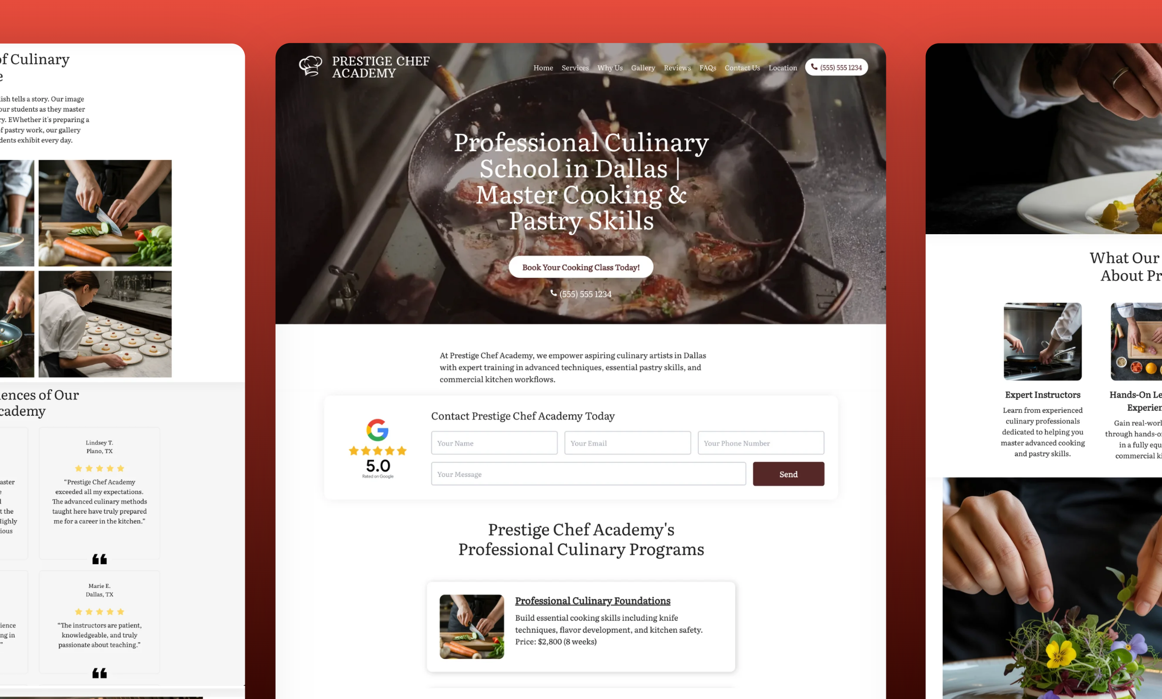 Preview of website template Prestige Chef Academy