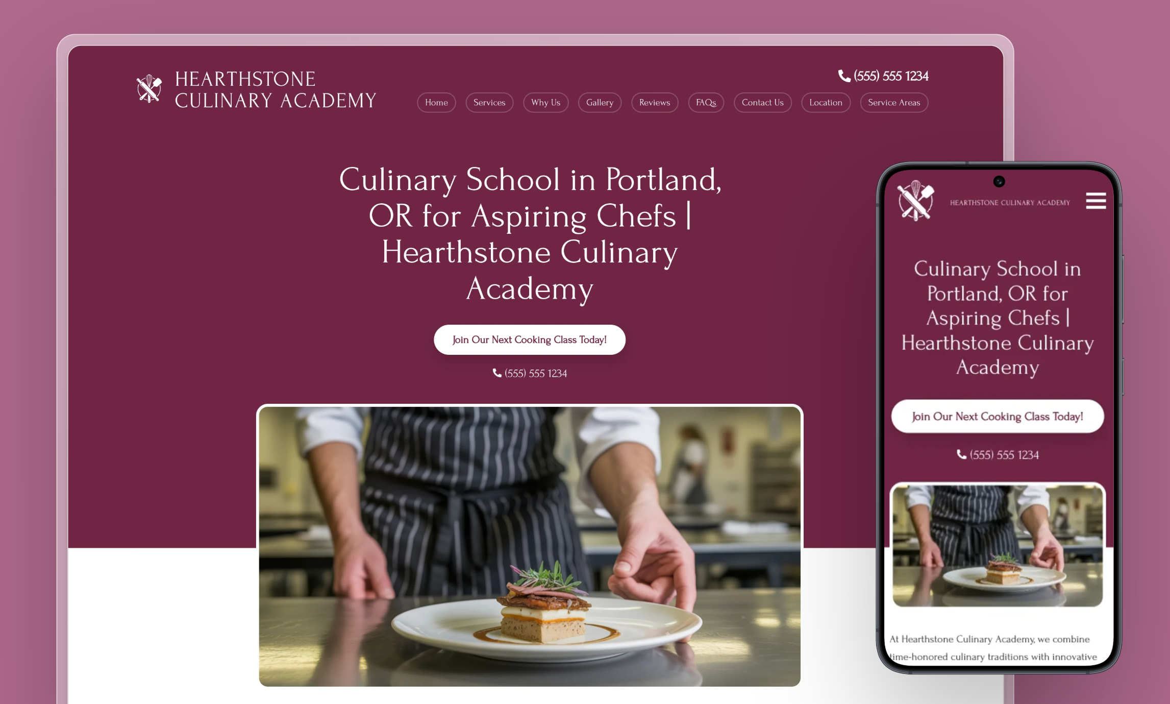 Preview of website template Hearthstone Culinary Academy
