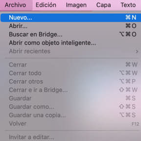 Crea un nuevo documento de Photoshop.