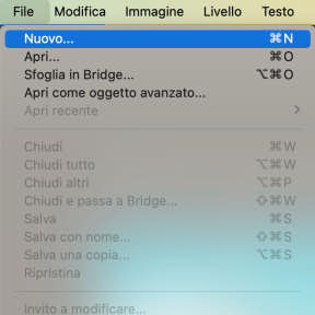 Crea un nuovo documento di Photoshop.